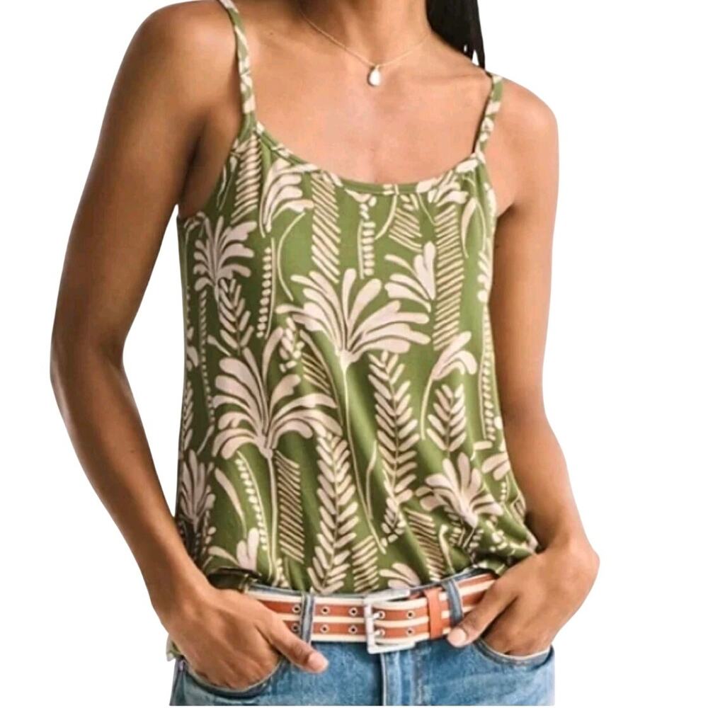 Green Cabi Balcony Palm Leaf Print Cami Resortwear Goblincore Fairycore Medium